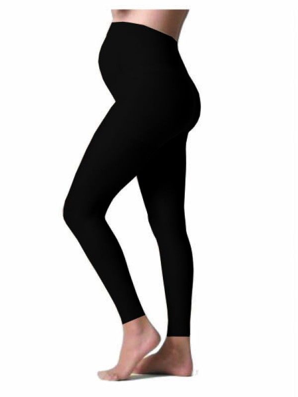 Premium Plus Size Footless Maternity Tights Jet Black